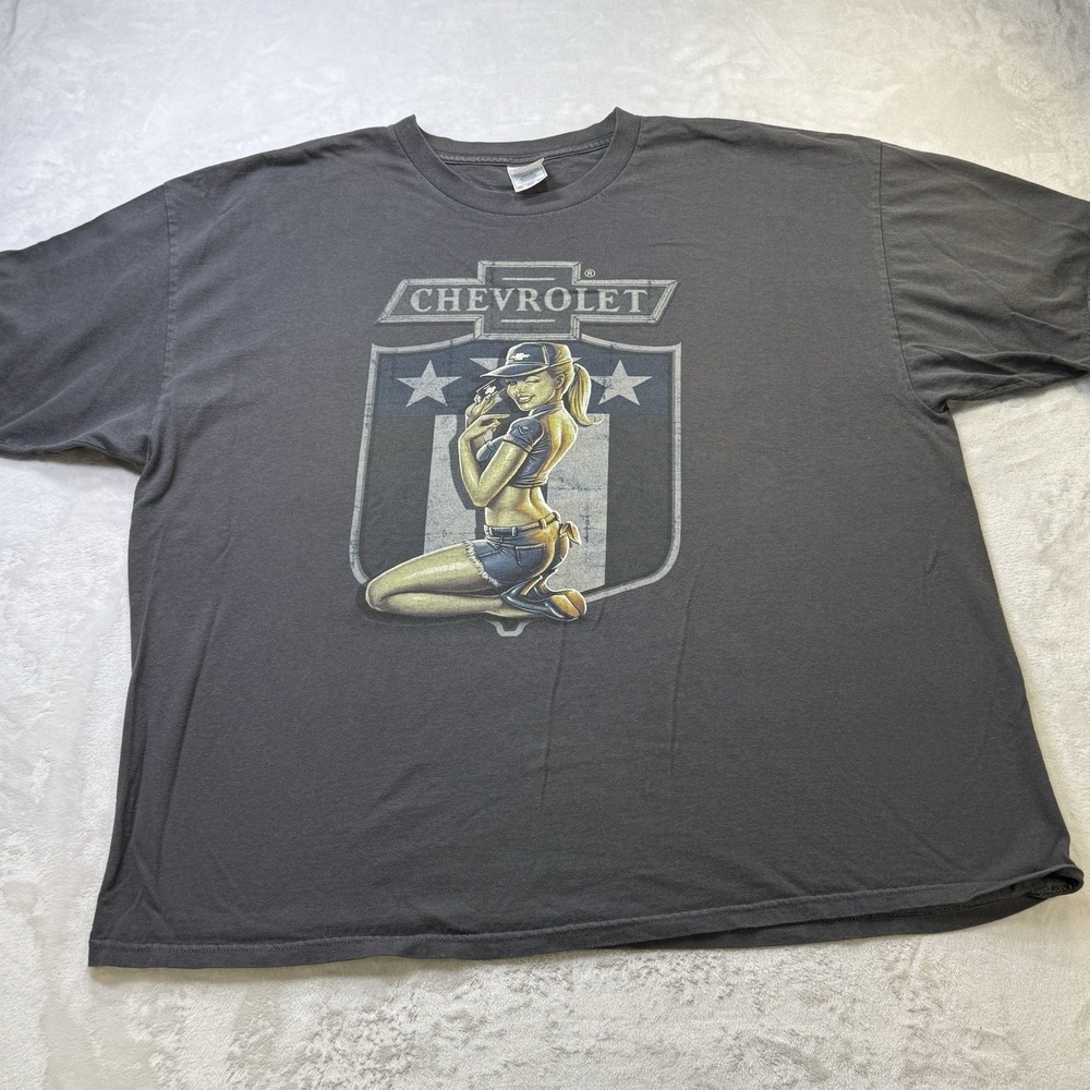 Chevrolet‎ Pin Up Girl T Shirt 3XL Gray Graphic Tee Tennessee River Chevy